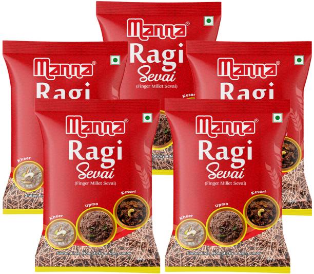 Manna Ragi  Noodles 900g (180g x 5 Packs)| Sevai | Zero Maida| Nachni Sevai Vermicelli 900 g