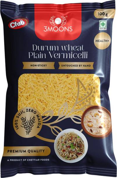 3MOONS Durum Wheat Plain -100g (Pack of 10) Sev For Kheer, Upma | 100% Sooji Vermicelli 1 kg