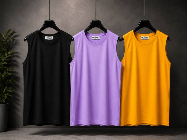 Pack of 3 MUKARI Gym Vest / Sando For Men / 2X Quick Dry / Regular Fit / 360° Comfort Men Vest