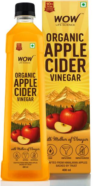 WOW Life Science Organic Apple Cider Vinegar - with strand of mother - not from concentrate Vinegar