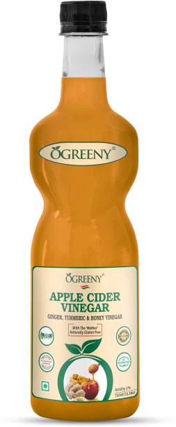 OGREENY Apple Cider Vinegar With Mother and Blend of Giinger Garlic and Turmuric Raw, Unfiltered & Undiluted Vinegar