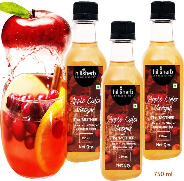 hillsherb Raw Apple Cider Vinegar ( Pack OF 3 )Unfiltered & Unrefined Vinegar