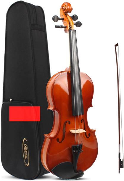 TECHNO 4/4 Acoustic Violin with Bow & Rosin – Spruce Body , Ebony Fingerboard 4/4 Classical (Modern) Violin