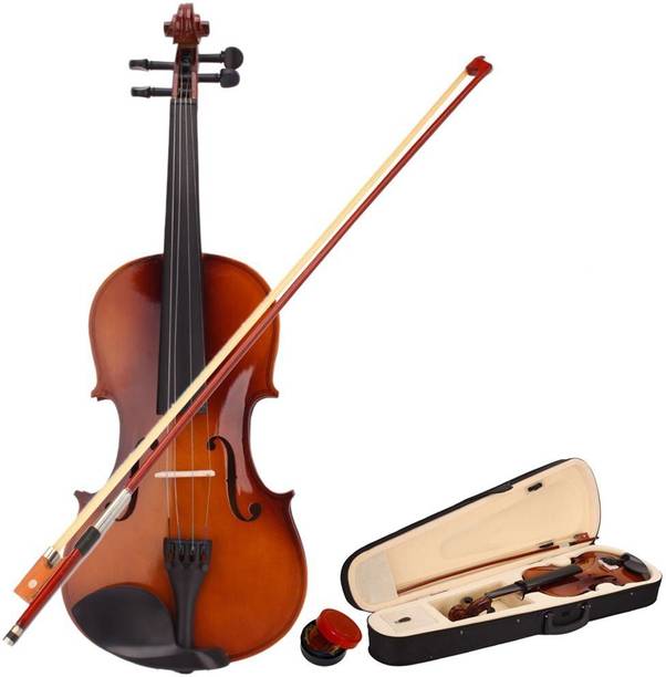 SG MUSICAL 4/4 Natural Acoustic Violin & Case & Bow & Rosin for Violin(Natural) 4/4 Semi- Acoustic Violin