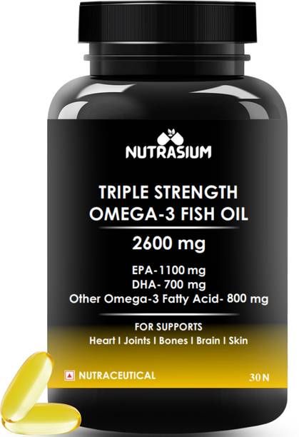 NUTRASIUM Triple Strength Omega-3 Fish Oil | For Support Heart, Joint, Skin, Eyen Health.