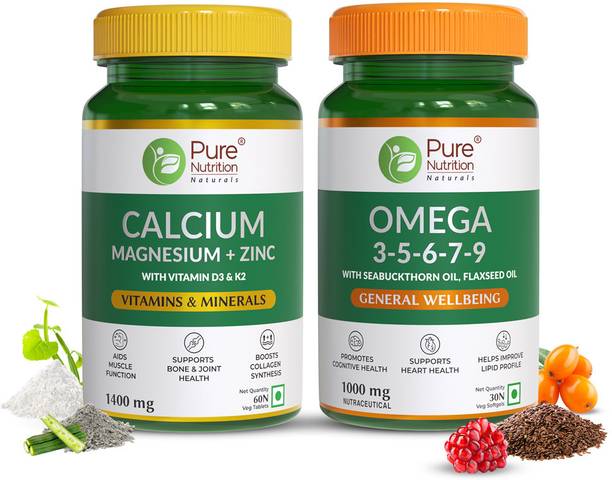 Pure Nutrition Calcium magnesium + Omega 35679 for Men & Women