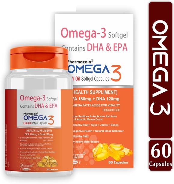 PHARMAZAIN LIFE SCIENCES Omega 3 1000mg Softgels – Supports Cardiovascular Health, Brain and Joint Care
