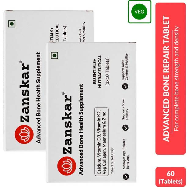 Zanskar Advanced Bone Health Supplement (1200mg) with Calcium,Vitamin D3 & K2 | 100% Veg