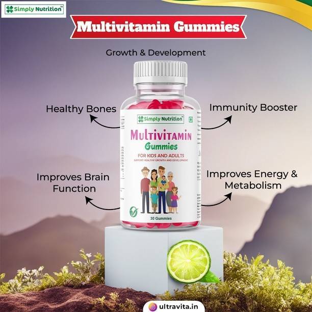 Simply Nutrition Multivitamin Gummy (Vit A, B-complex, C, D3, E, Folic acid, Biotin & Ca)