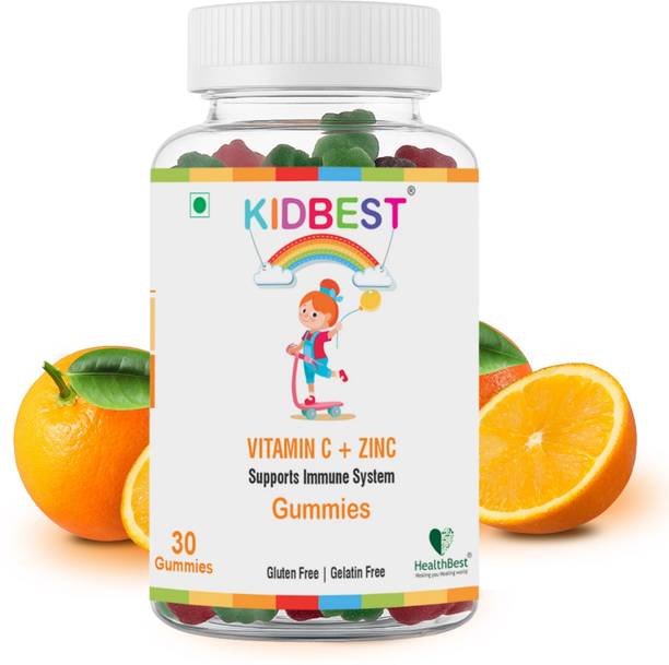 HealthBest Kidbest Vitamin C + Zinc Gummies for Kids | Immunity Booster
