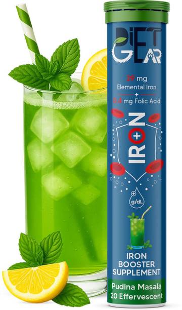 DIET GEAR Iron + Folic Acid for Improved Hemoglobin & Energy - Fast Acting Effervescent