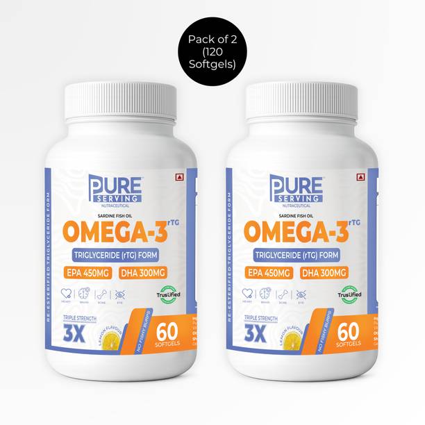 Pure Serving Triple 3X Strength Omega 3 450mg EPA/300mg DHA Re-Esterified Triglyceride (rTG)