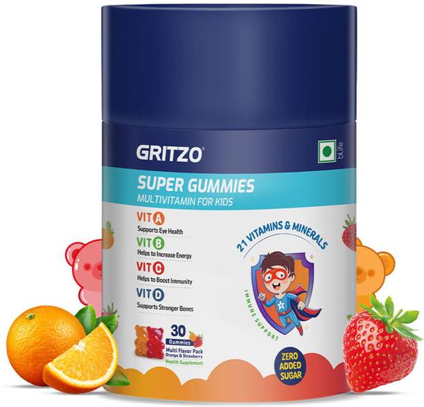 Gritzo Super Gummies, Multivitamin for Kids, 21 Vitamins & Minerals, Multi Flavour