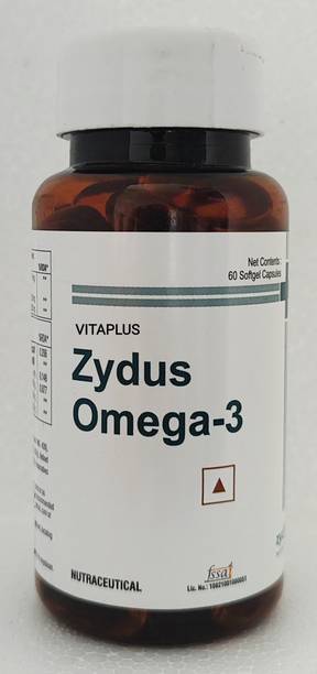 VITAPLUS Zydus Omega 3 Fatty Acid Fish Oil 1000 mg EPA DHA Brain Heart Eye Joint Health