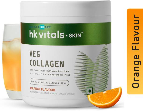 HEALTHKART hk vitals Veg Collagen Supplement Powder, Collagen Peptides, Vitamin C&E, Orange