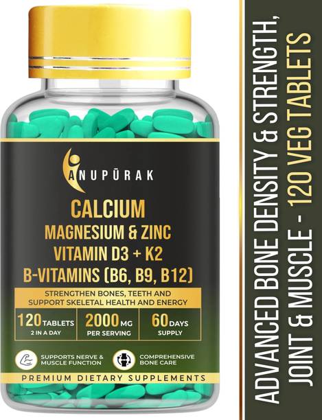 Anupurak Bone Strength Supplement | Calcium Magnesium Zinc D3 K2 | Density & Flexibility