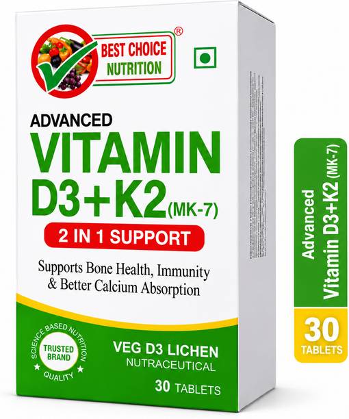 BEST CHOICE NUTRITION Vitamin D3 K2 Supplement to support Bone & Heart Health | Veg D3 Lichen