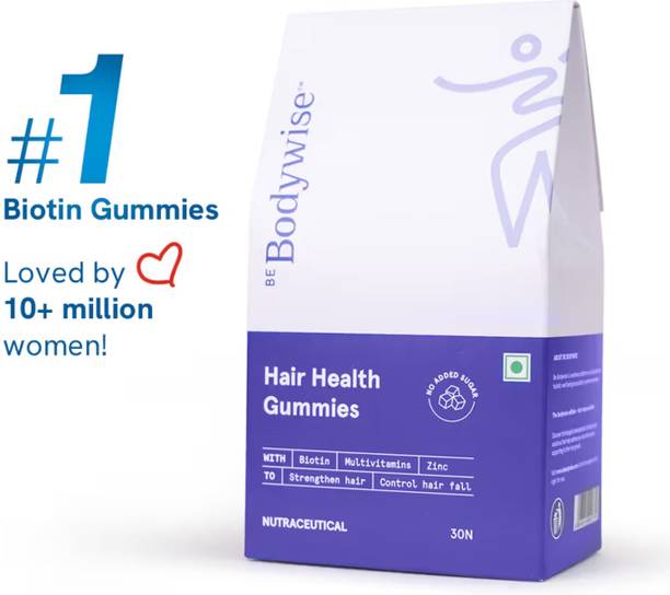 Bodywise 30 mcg Biotin Hair Gummies | 1 Month Pack | Strong Hair, Nails | No Added Sugar