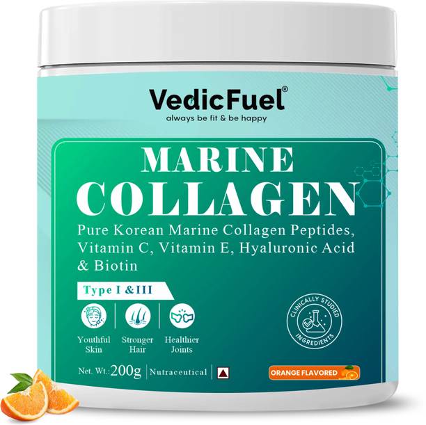 VedicFuel Marine Collagen Powder Type I & III Peptides for Skin, Hair, Nails & Joints