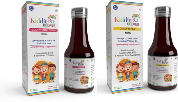 Kiddie Keeper Multivitamin Syrup combo with Omega 3 Fish oil Syrup for Kids