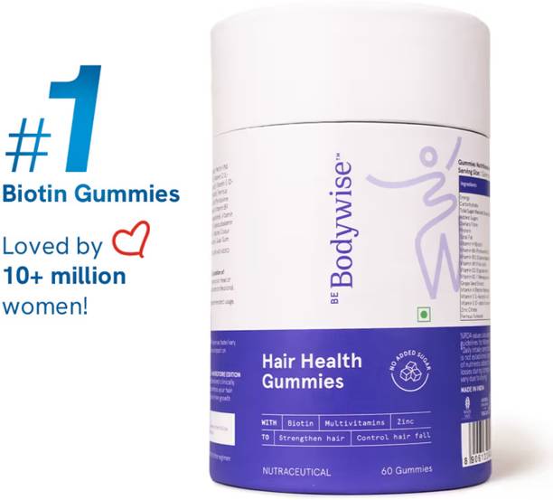 Be Bodywise 30mcg Biotin Hair Gummies |Hair Vitamins for Hairfall Control | No Added Sugar