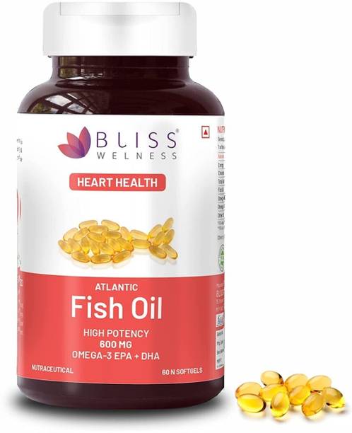 Bliss Welness Fish oil 2000 Omega 3 EPA DHA for Brain Heart Eye & Joint Health of Men & Women