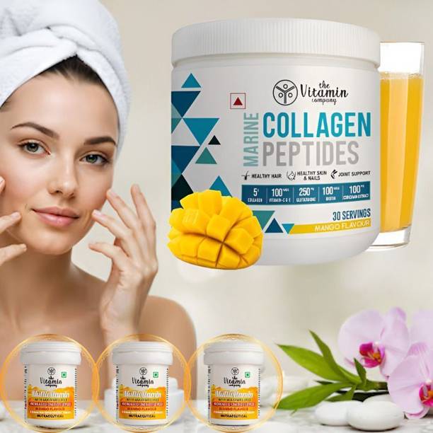 The Vitamin Company Marine Collagen Protein Powder for Skin Glow, Hair Growth & Joint Care