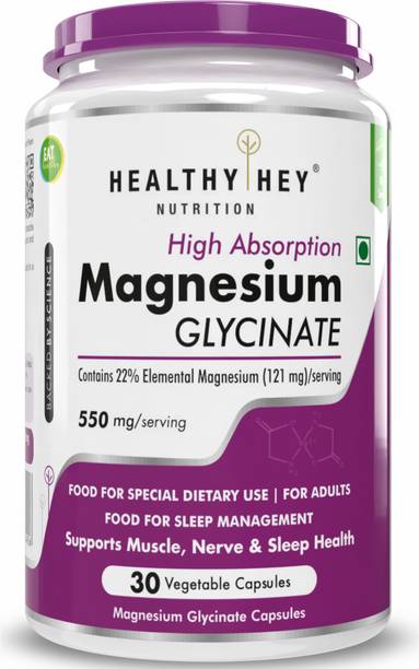 HealthyHey Nutrition Magnesium Glycinate High Absorption for Sleep, Cramps, & Nerves Health