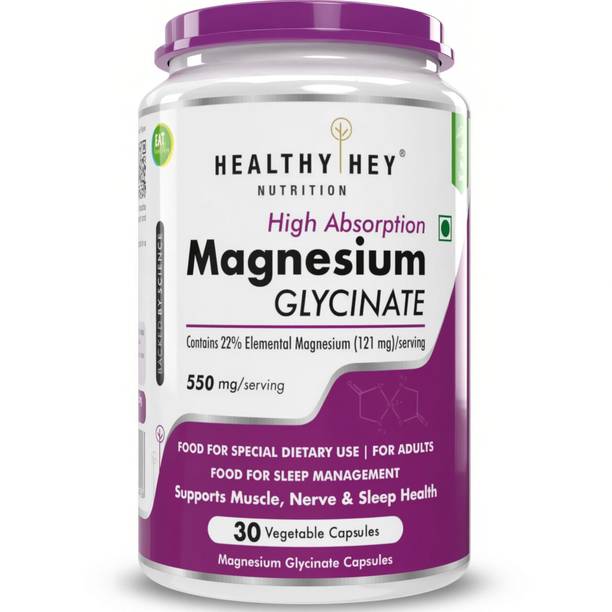 HealthyHey Nutrition Magnesium Glycinate High Absorption for Sleep, Cramps, & Nerves Health