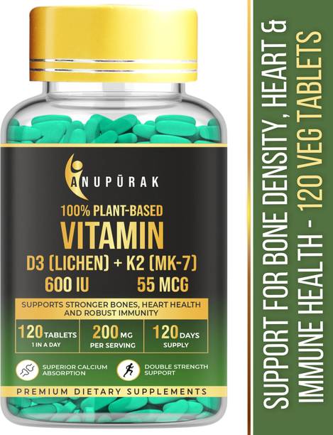 Anupurak Vitamin D3 K2 MK-7 Supplement | 100% RDA | Bone, Heart, Immune & Calcium Support