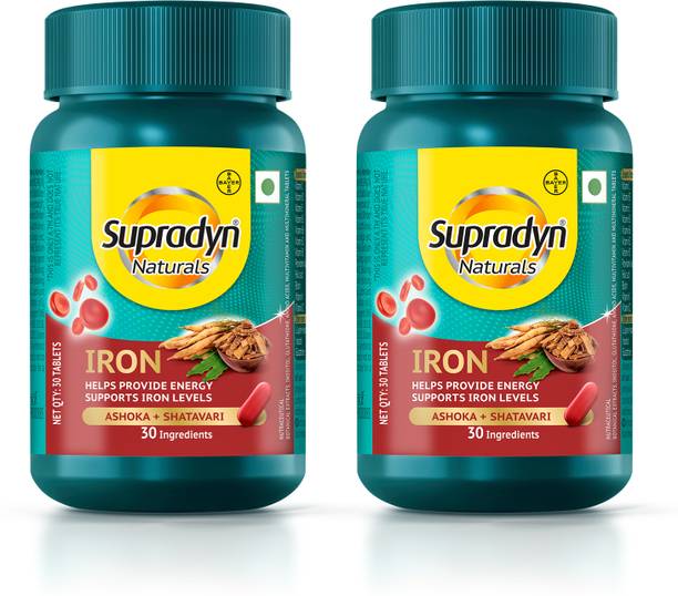 Supradyn Naturals Iron with 3X Iron, Shatavari, Zinc, Vitamin C, Folic Acid, 30 nutrients