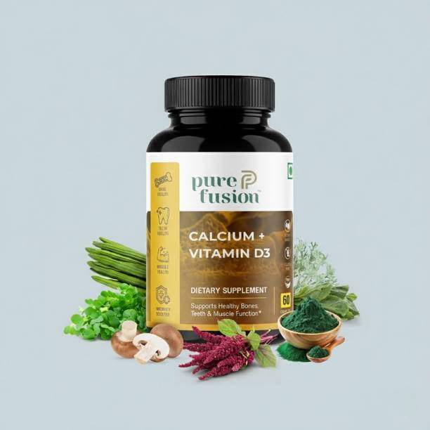 PUREFUSION Calcium with Vitamin D3 Capsules for Strong Bones & Teeth Support