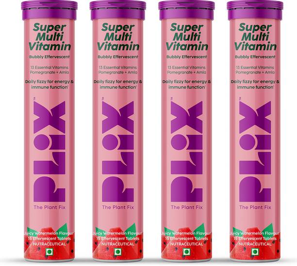 The Plant Fix Plix Multivitamin 15 Effervescent Tablets for Daily Nutrition Watermelon