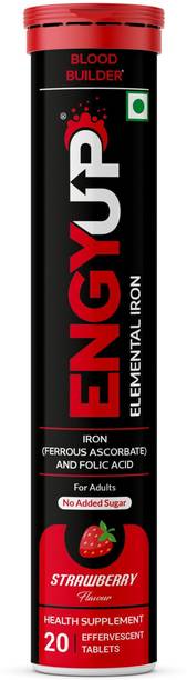 ENGYUP Elemental Iron and Folic Acid, Heamoglobin & RBC Supplement, Effervescent Tablet