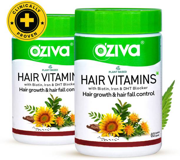 OZiva Hair Vitamins (with Biotin & Iron)for Hair Regrowth & Hairfall Control