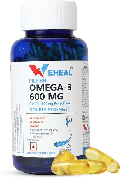 PILFISH Weheal Omega 3 600mg | Double Strength 1000mg Fish Oil | No Fishy Burps