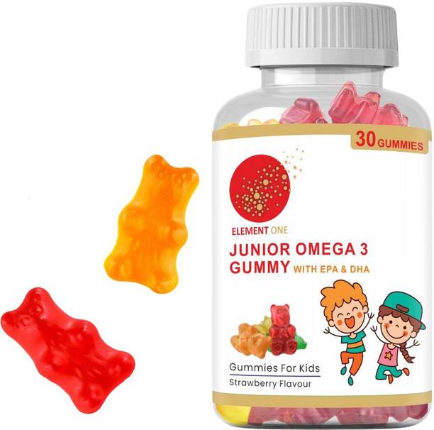 ELEMENT ONE Junior Omega 3 Fish Oil Gummies with EPA & DHA | Strawberry Flavour | 30 Gummies