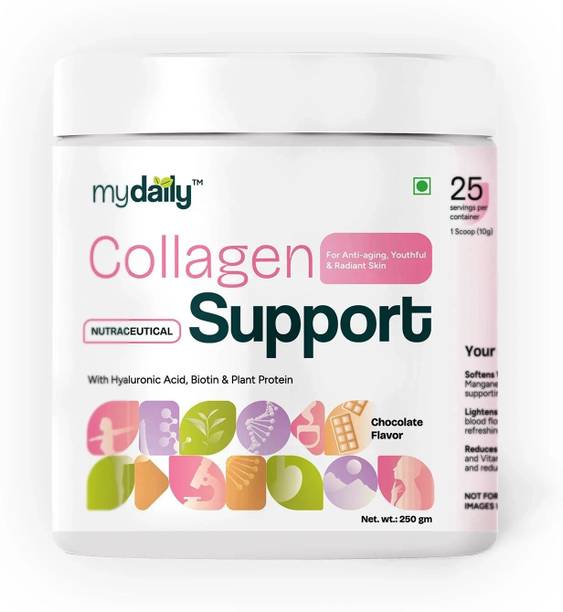 mydaily Collagen Support With Biotin, Vit C, for Anti-Aging Beauty, Skin Glow, Chocolate