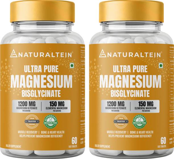 NATURALTEIN Magnesium Glycinate 1200 mg Supplement|Sleep, Brain, Muscle & Heart Support