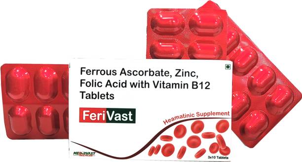 Medirvast Healthcare Ferivast-Iron with Zinc, Vitamin B9 and B12