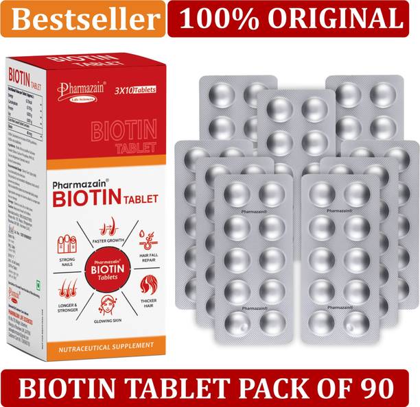PHARMAZAIN LIFE SCIENCES Biotin Tablet help Support Strong Hair, Reduce Hair Fall And Improve Hair Growth