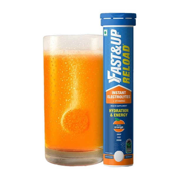 FAST&UP Reload Instant Electrolyte Energy Drink, 20 Effervescent Tablets, Orange Flavor