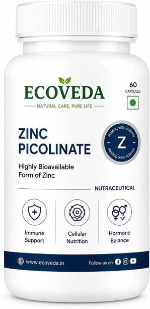 ECO VEDA Zinc Picolinate 50 mg - High-Absorption Chelated Zinc Supplement