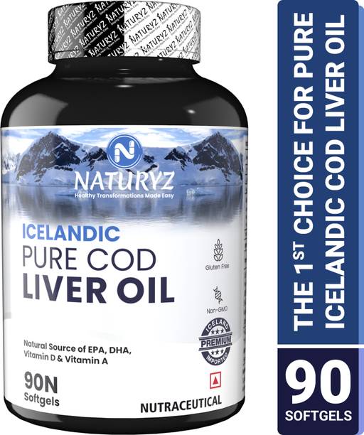 NATURYZ Icelandic Pure COD Liver Fish Oil capsules with Omega 3 and Vitamins A & D