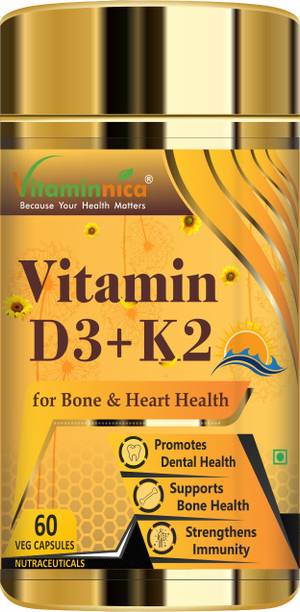 Vitaminnica Vitamin D3+ K2 Capsule, Support Bone & Heart Health for Men & Women