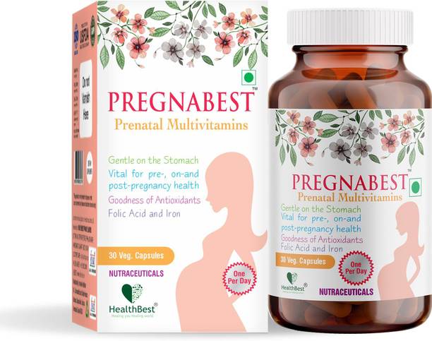 HealthBest Pregnabest Prenatal Multivitamins for Women Folic Acid, Iron, Zinc, Vitamin D3