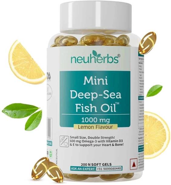 Neuherbs Mini Deep Sea Omega 3 Fish Oil 1000mg, EPA- 360mg, DHA- 240mg For Heart & Brain
