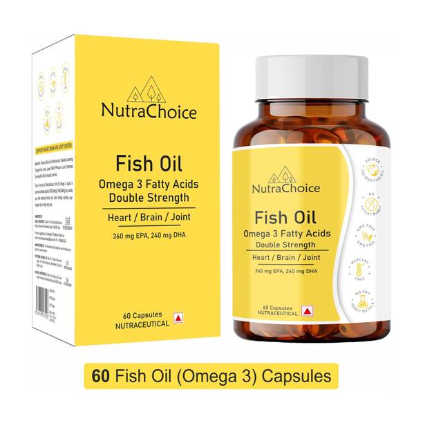 NutraChoice Fish Oil Double Strength Omega-3 (360mg EPA&240mg DHA) for Heart & Joint Health