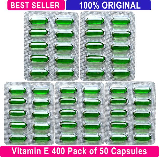 HEALTHPRIME Vitamin E 400 Capsule for Face and Hair, Supports Skin Brightening & Strong Hair