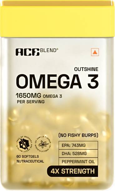 Ace Blend Outshine Omega 3 Fish Oil 4X Strength - 1650mg,743 EPA & 528 DHA For Men & Women